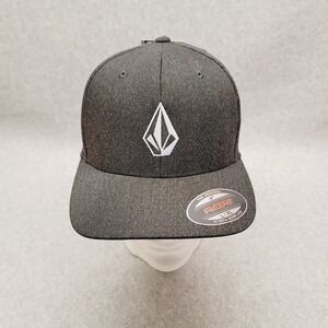 Volcom Flexfit Dri-fit Full Stone Heather Logo‎ Hat Gray/Black Cap Size Large/XL